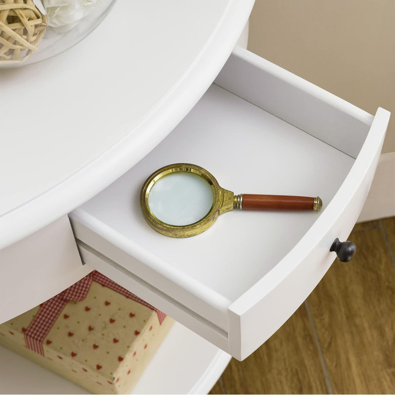 Coastal Solid Wood Corner Wedge Table With Drawer And Shelf - Cottage White For Entryways, Hallways, Small Spaces