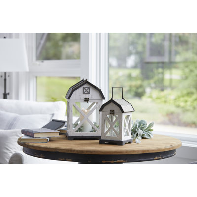 Ensemble de lanternes de table en bois 2 pièces Barn