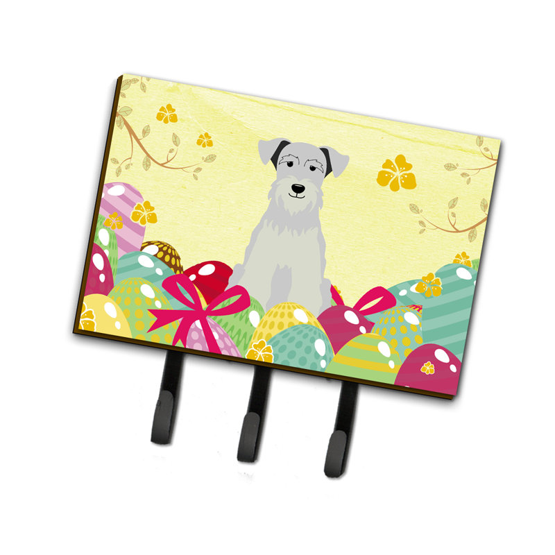 Porte-clés ou garde-graines miniatures de pâques schnauzer, Blanc