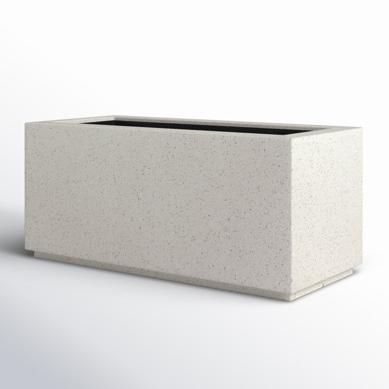 Gita Large Lightweight Outdoor 36" x 16" x 16" Trough Planter Box, White Granite