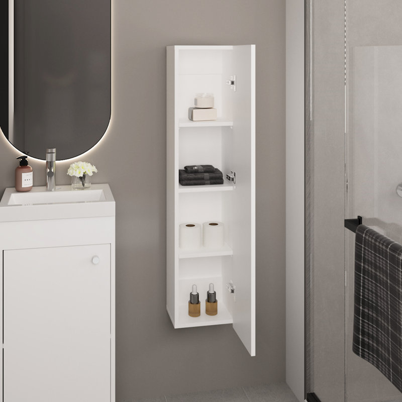Une armoire de salle de bain murale à une porte de 43 pouces avec 3 tablettes de rangement verticales pour la lessive de chambre à coucher Design moderne Facile à installer