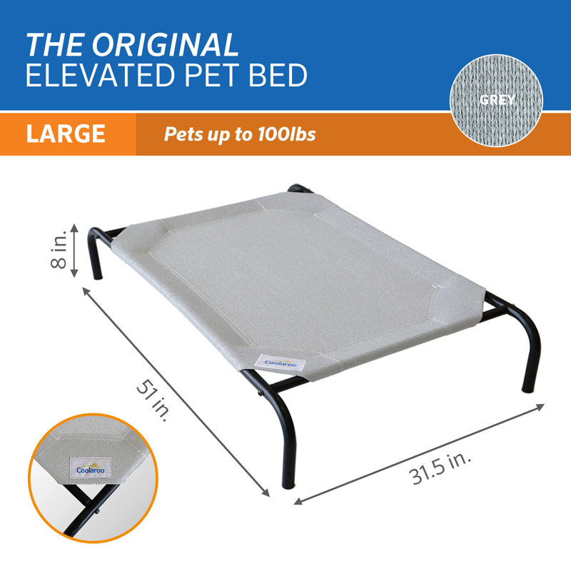 Daisha Nylon Pet Bed, Gray, Large (51" W x 32" D x 8" H)