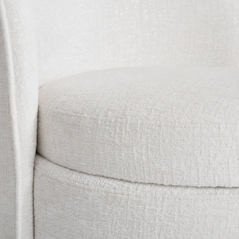Chaise rembourrée moderne avec dossier incurvé et base ronde, Beige Chenille