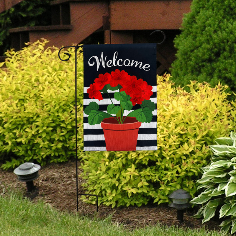 Potted Red Geraniums Garden Flag