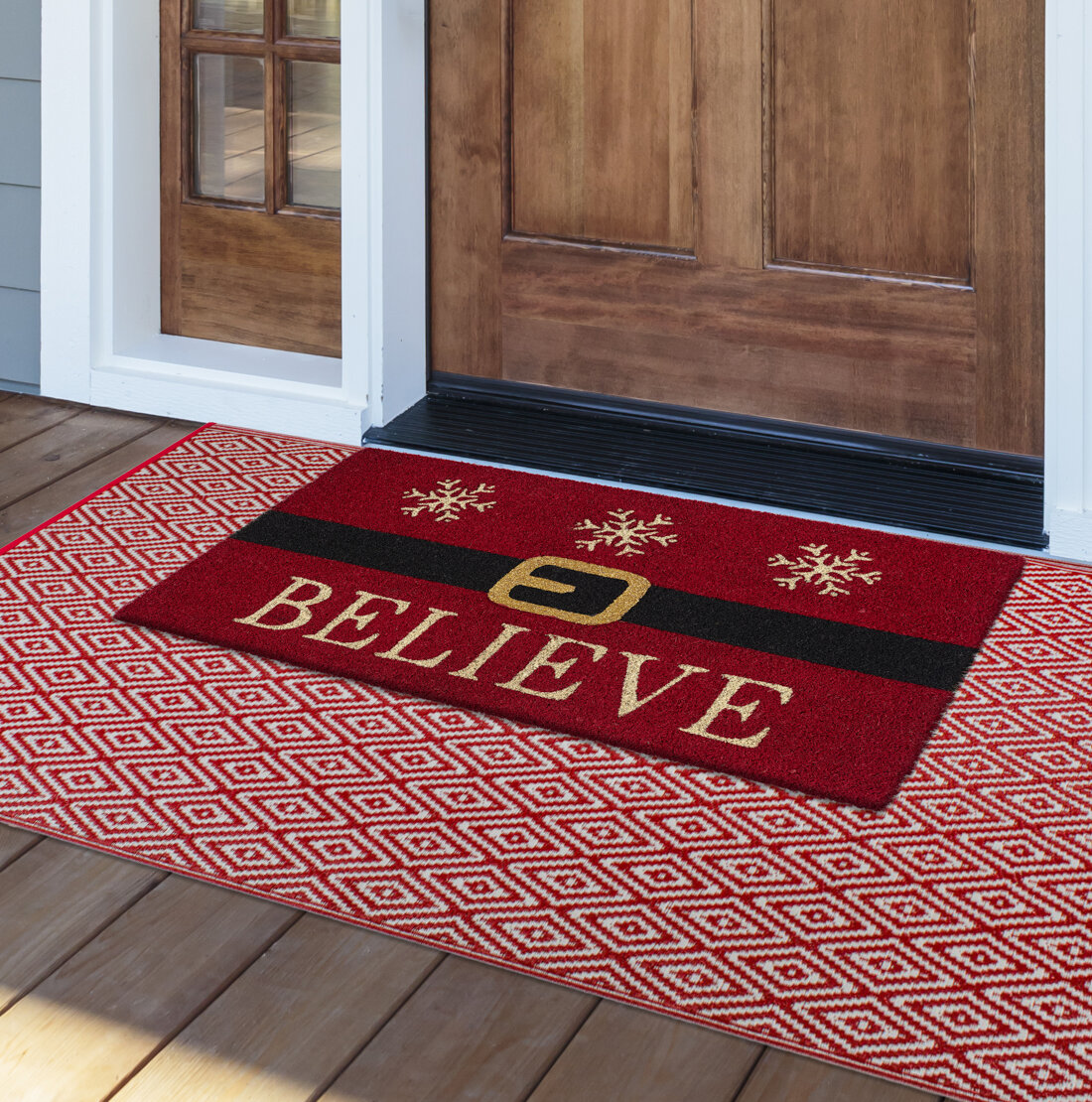 Winter Tree Line Black and Natural Holiday Doormat 18x30 +