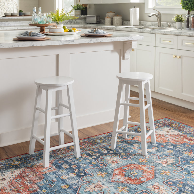 Bernistine Solid Wood Counter/Bar Stool, Counter Stool (24" Seat Height), White
