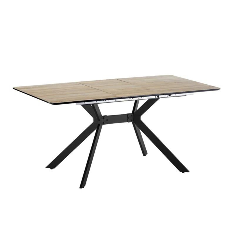 Extendable Oak Metal Base Dining Table