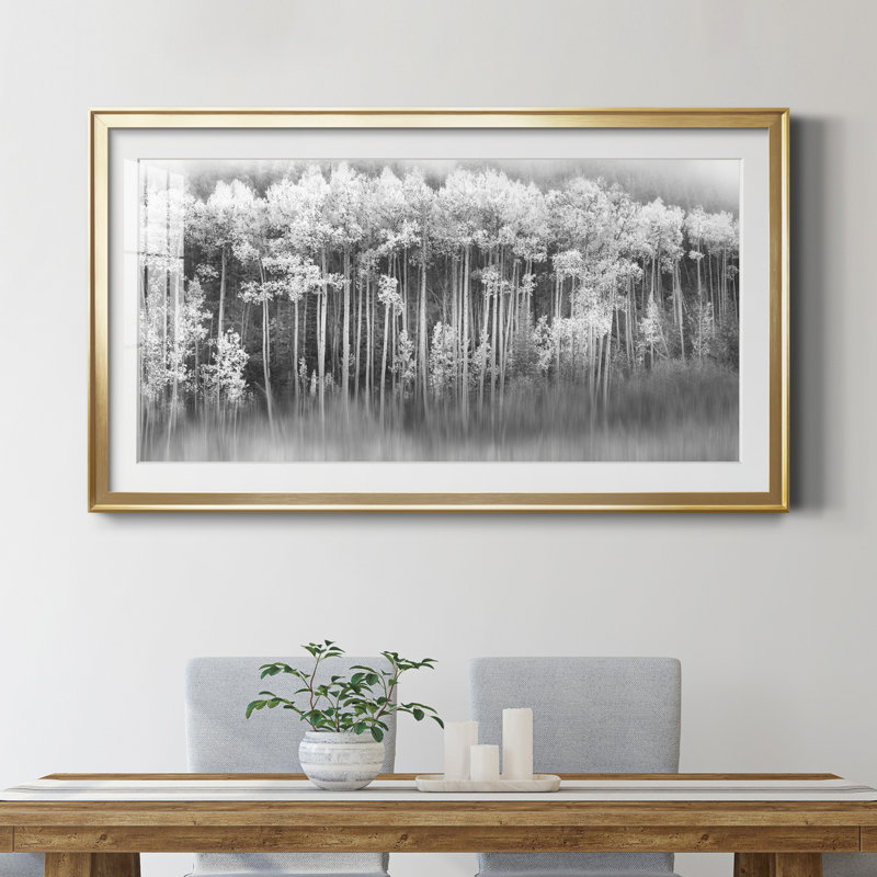 «Dreamy Aspen», reproduction d'art encadrée de qualité supérieure - prête à être accrochée, Cadre doré