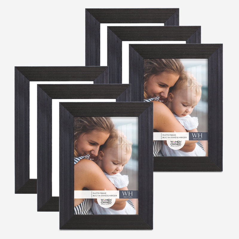 6 Piece Wood Gallery Wall Set, Black, 5" x 7"