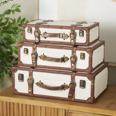 Ensemble de coffre de rangement rembourré avec loquets en métal 3 pièces Abinaash