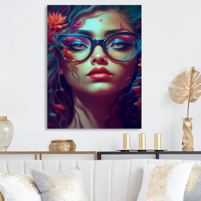 " Blue Attractive Woman With Flowers III "