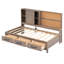 Lit de jour simple en bois antique avec rangement, tablette de liège, ports et 3 tiroirs - Fabrication solide pour la chambre à coucher colorée et décorative-470116094