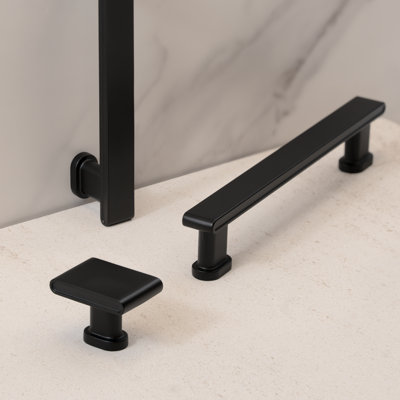Nouvelle collection de boutons carrés noirs à base ronde en laiton vieilli