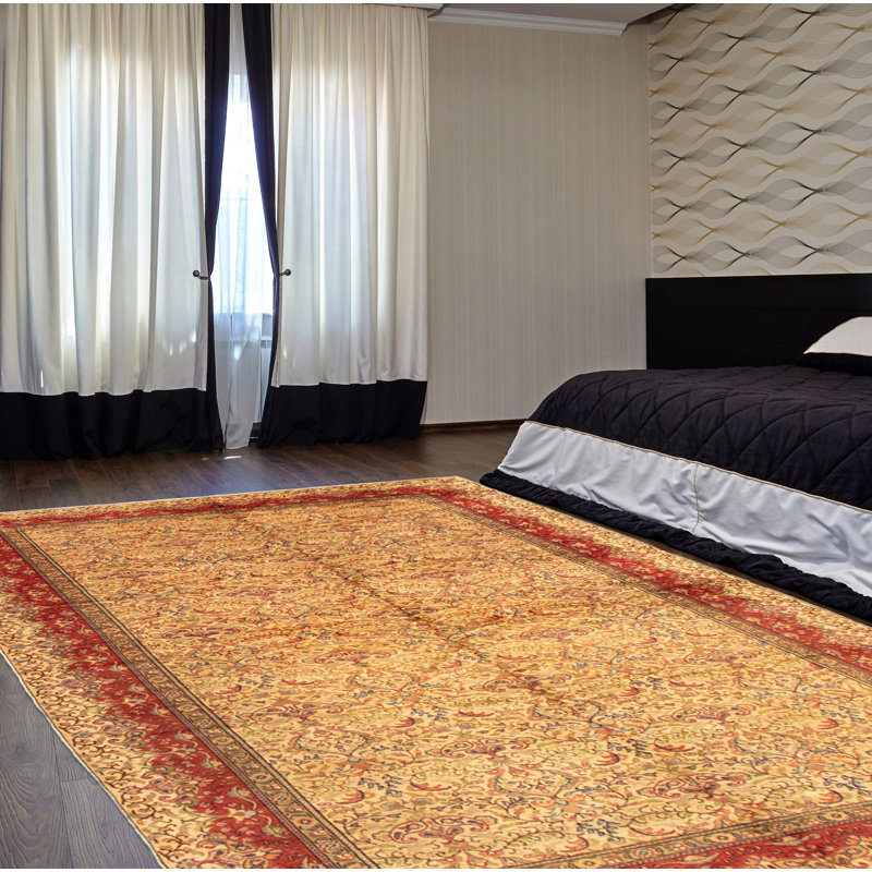 Tapis unique en laine noué à la main de style années 1990 de 6 pi 7 po x 9 pi 6 po Fonza