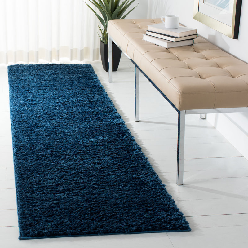 Peake Solid Colour Area Rug, Runner 69 x 183 cm, Navy