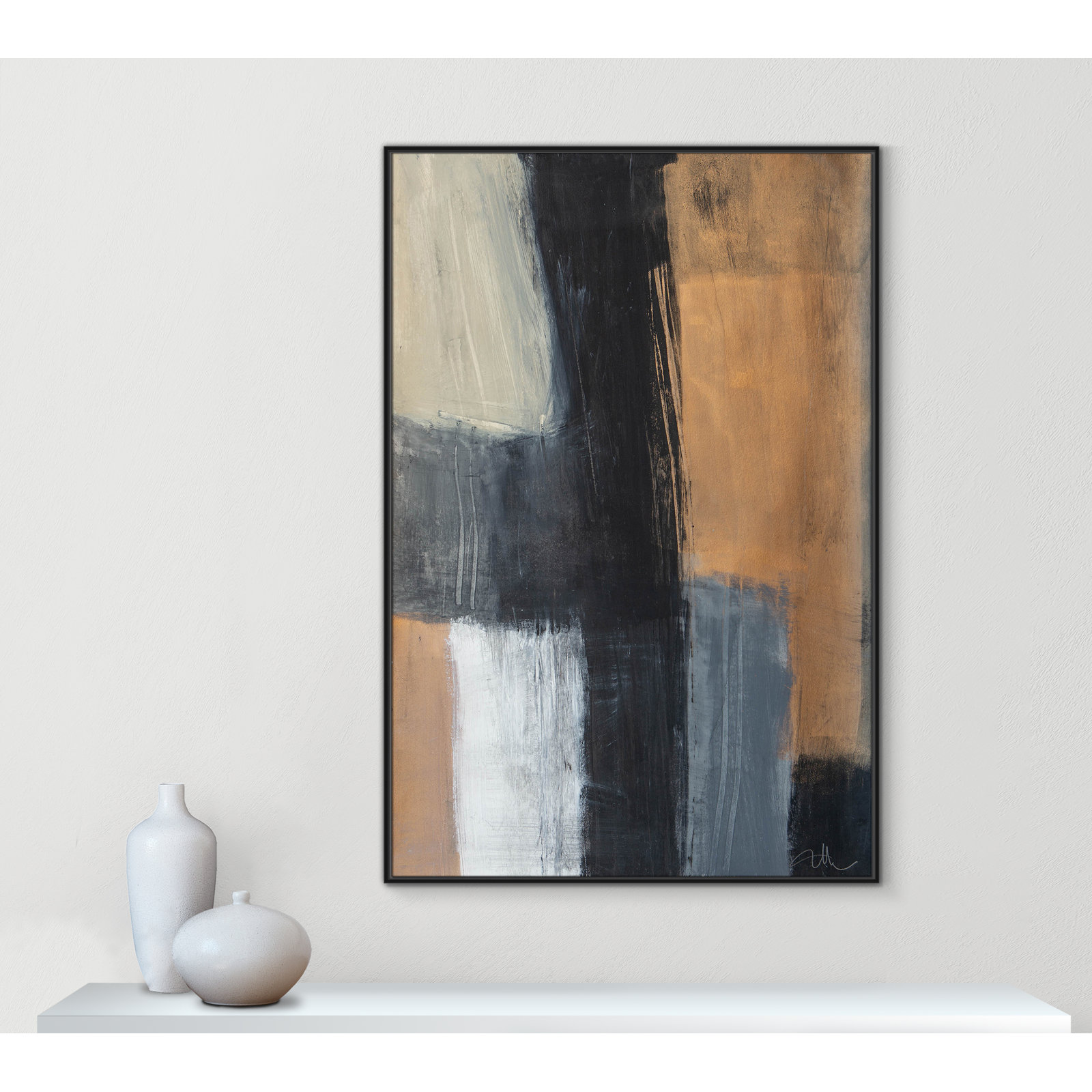 Karl Metallic Slate II by  Print, No Mat, Black Floater Framed, 61.5" H x 41.5" W x 2" D