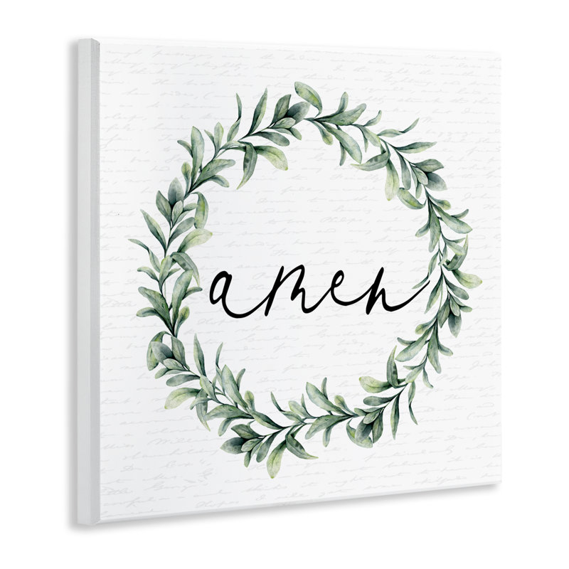 Amen Botanical Wreath & Script Wall Plaque, design by Lettered and Lined