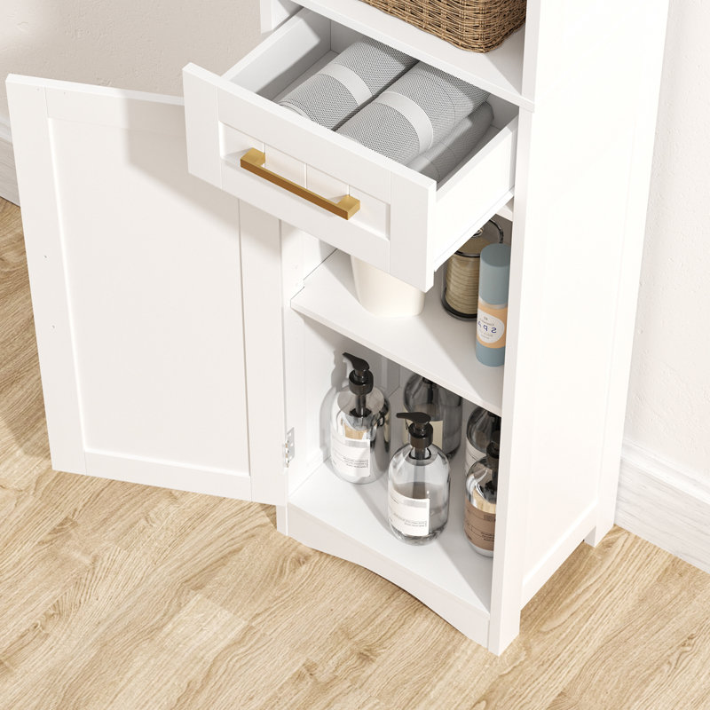 Bathroom Tall Cupboard - 1 Drawer, 2 Doors, Construction, , White Locker Proof Interior