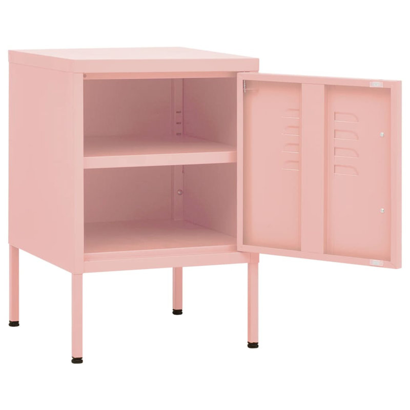 Izzabel 35cm W Steel Bedside Table, Pink, Individual