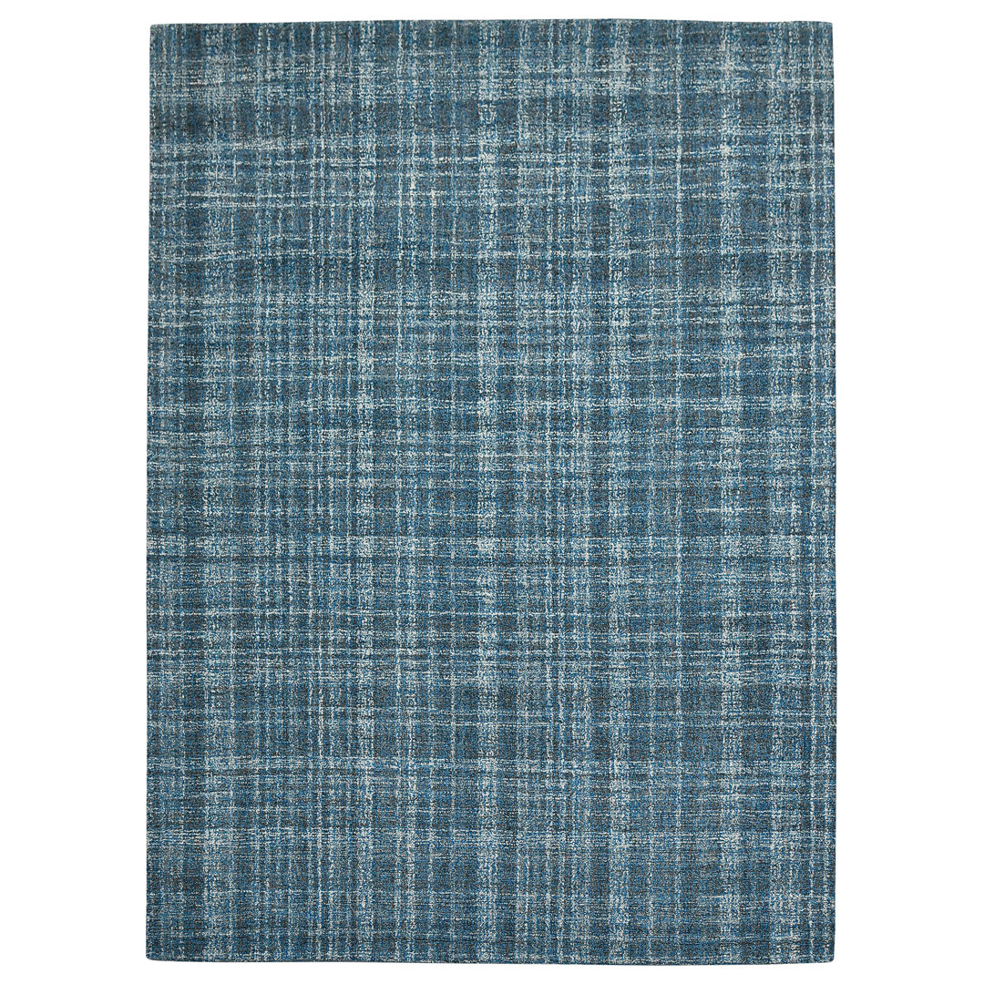 Bakstran Plaid Handmade Tufted Wool Blue Area Rug Ebern Designs Rug 