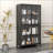 Premium Black Metal Storage Cabinet With Tempered Glass Doors-253939172