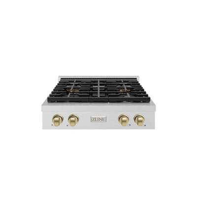 ZLINE Autograph Edition 30 in. Paramount Gas Rangetop with 4 Burner DuoPro Cooktop in Stainless Steel and Champagne Bronze Accents