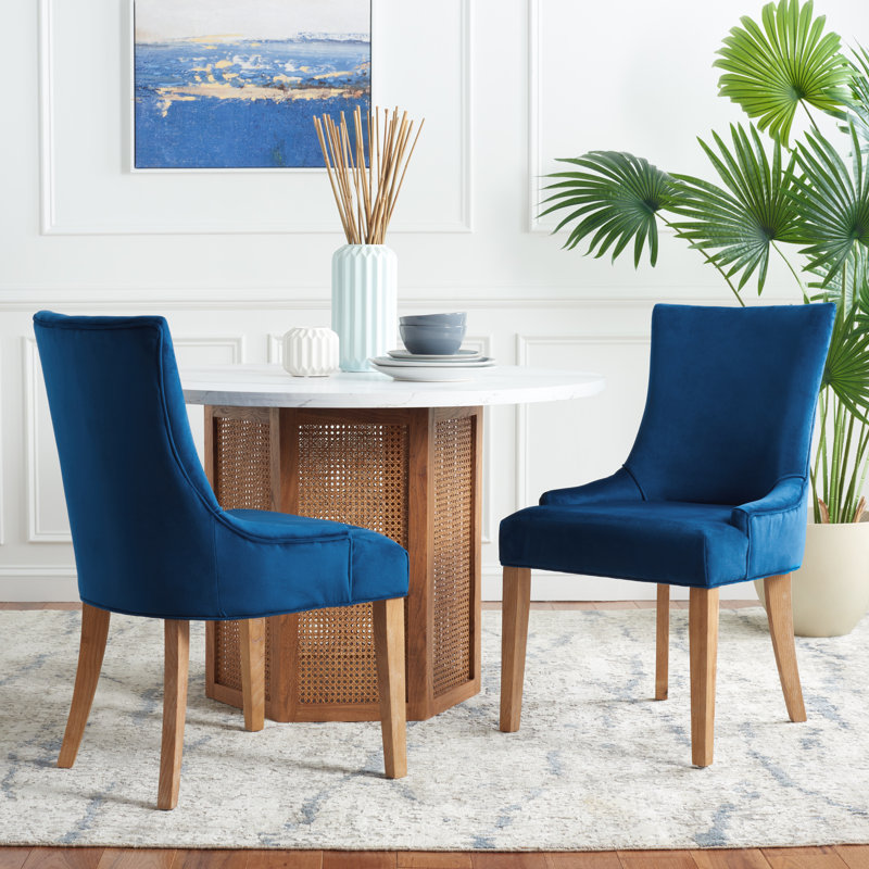 Chaise d'appoint rembourrée bleu marine Cavarus