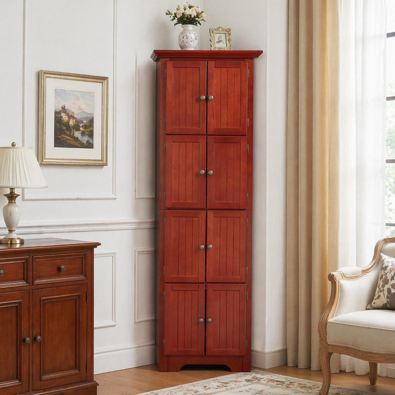 Armoire de rangement 4 niveaux à 4 niveaux avec 8 portes et tablettes réglables, idéale pour l'organisation de la maison et l'efficacité de l'espace