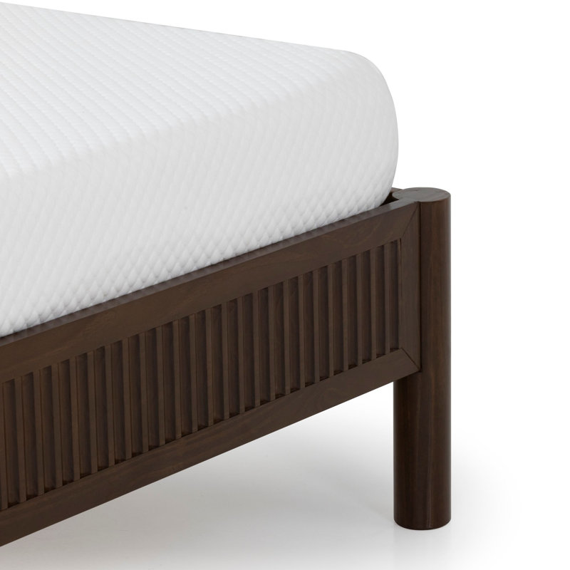 Sera Fluted Solid Wood Platform Bed, Walnut, Queen