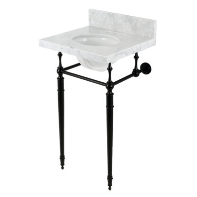 Kingston Brass Edwardian 19-Inch Carrara Marble Console Sink with Brass Legs (8-Inch, 3-Hole)