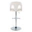 Tabouret de bar réglable en métal chromé et tissu blanc neige avec repose-pieds arrondi en T - ensemble de 2-1977754441-1977754442