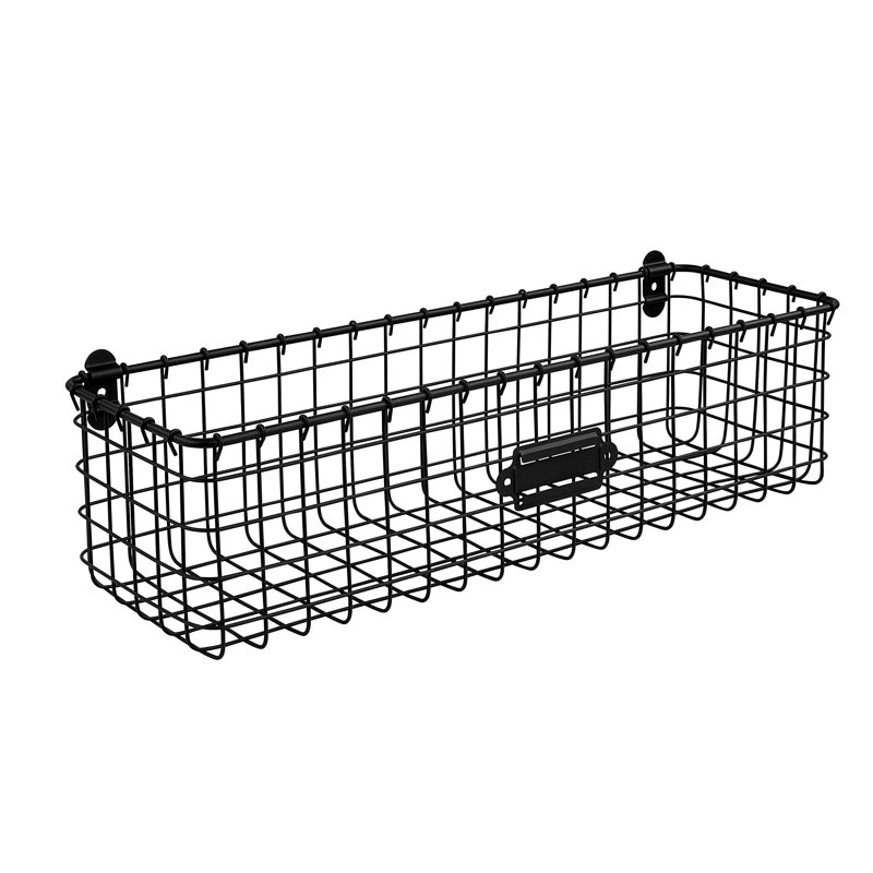 Albie Metal Wall Organizer with Wall Baskets, 18.5" W x 5.25" H x 6" D
