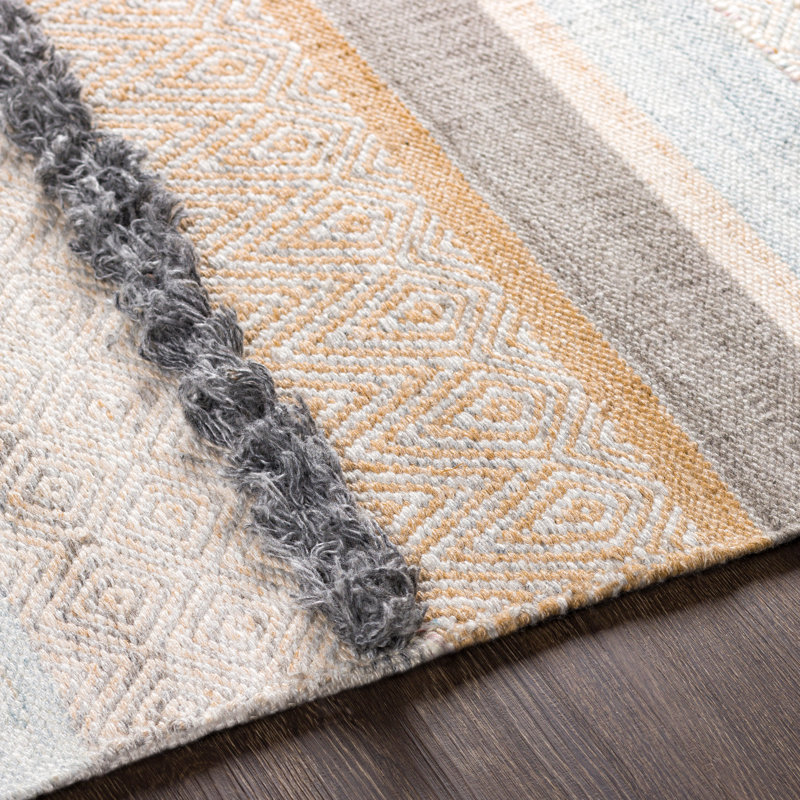 Tapis rayé kaki tissé à plat à la main Jonesville, Tapis de couloir 2 pi 6 po x 8 pi