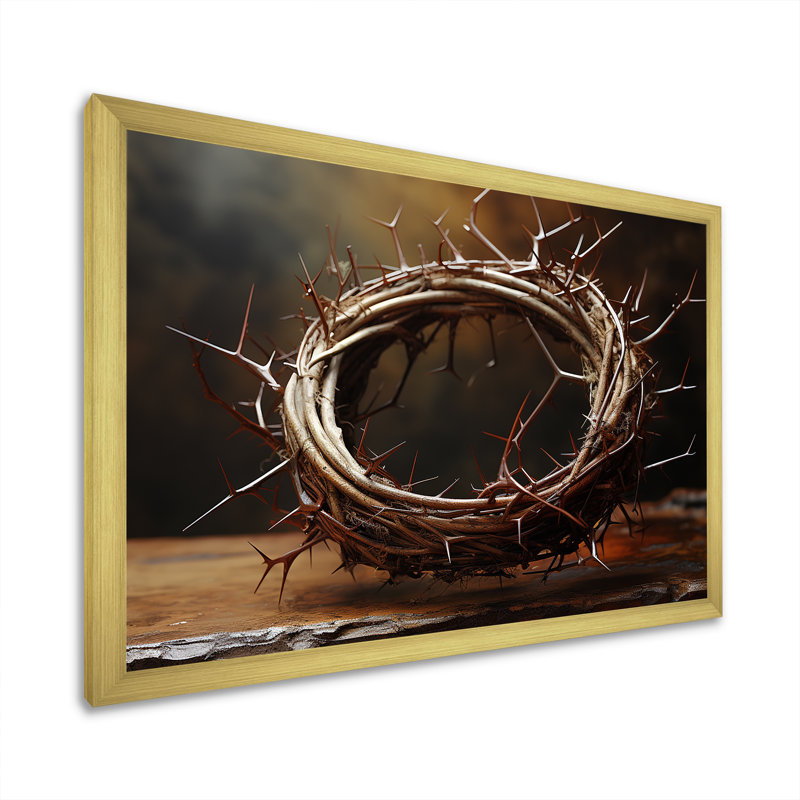 Couronne d'épines, reproduction sur toile, H 12 po x l 20 po x P 1 po, Cadre doré simple
