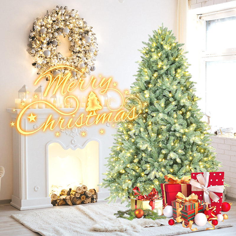 Arbre de Noël teinté pré-éclairé avec 800 lumières DEL blanc chaud - 2908 pointes PE + PVC, 40'