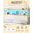 Headboard with 3-Tier Storage Shelves, Velvet Upholstered Head Board with 2 Outlets, USB Ports & LED Light, Soft Backrest-984979042-985306066