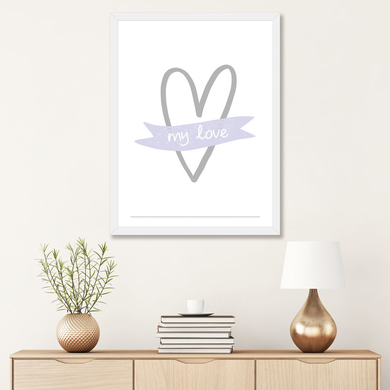 «My Love Heart», reproduction d'impression, H 32 po x l 24 po x P 1 po, Papier encadré blanc, Blanc