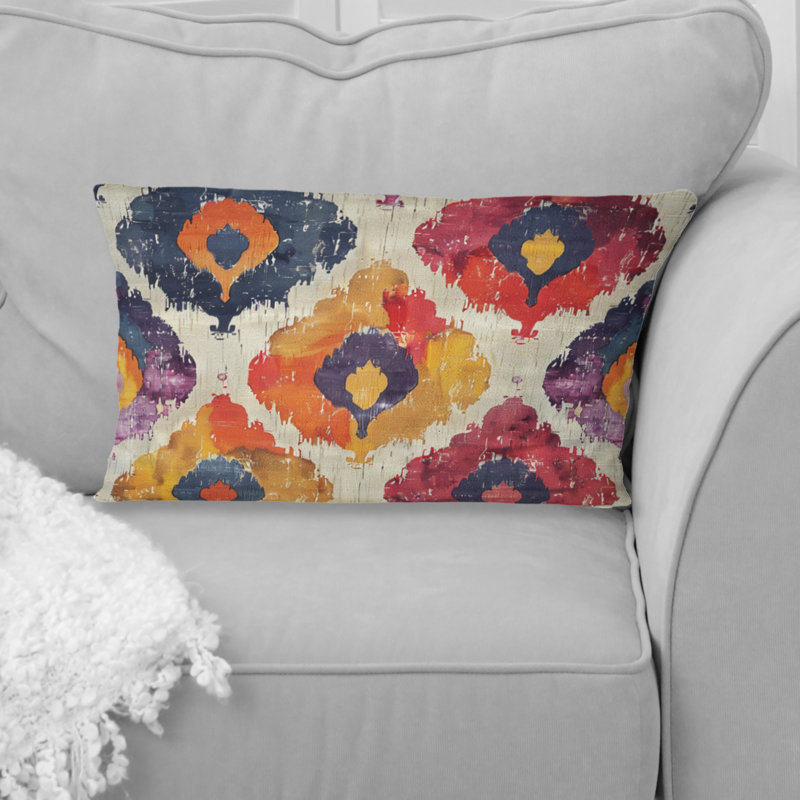 Coussin lombaire rétro rouge et noir géométrique