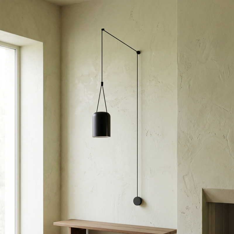 Luminaire suspendu grenier à abat-jour cylindrique, Noir