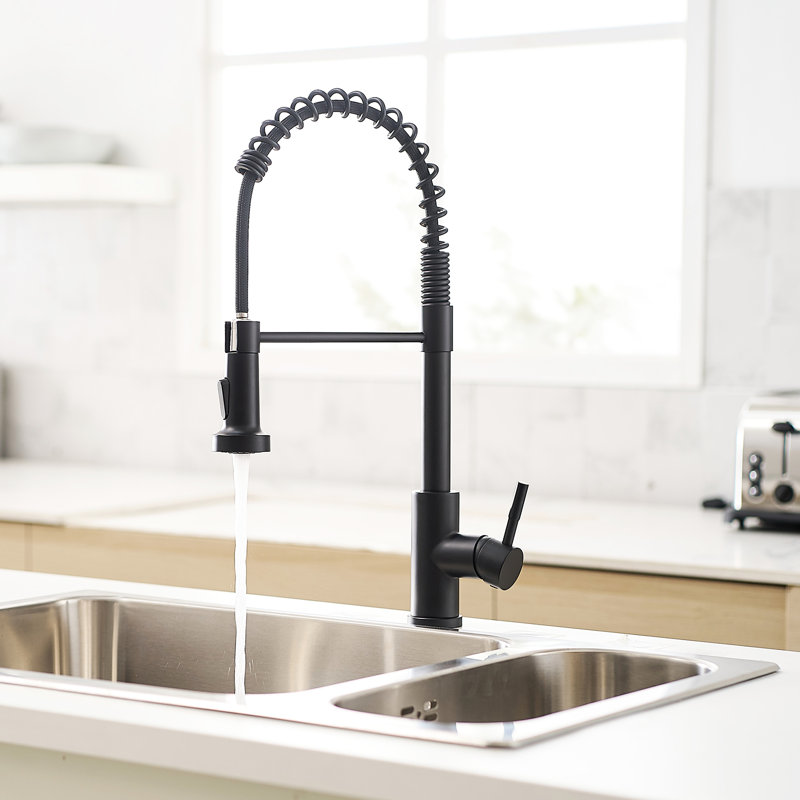 Matte Black Kitchen Faucet, Pull Out Spray Head, Single Handle, Provide A Long-Lasting Solution For Your Stylish Faucet With , Enhance Functionality