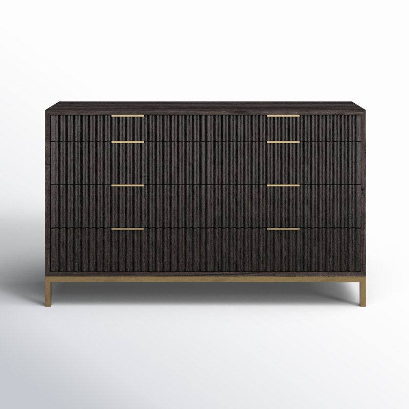 Elyza 62" W 8-Drawer Double Dresser, Black