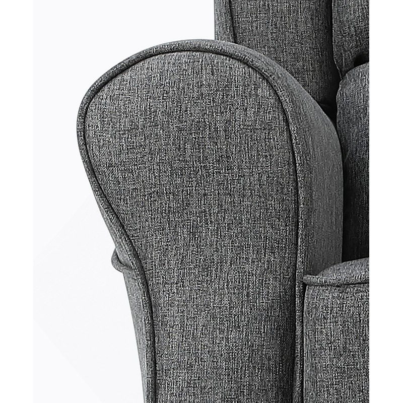 Chaise berçante en tissu gris avec siège à ressorts ensachés et structure en bois pour plus de confort et de style