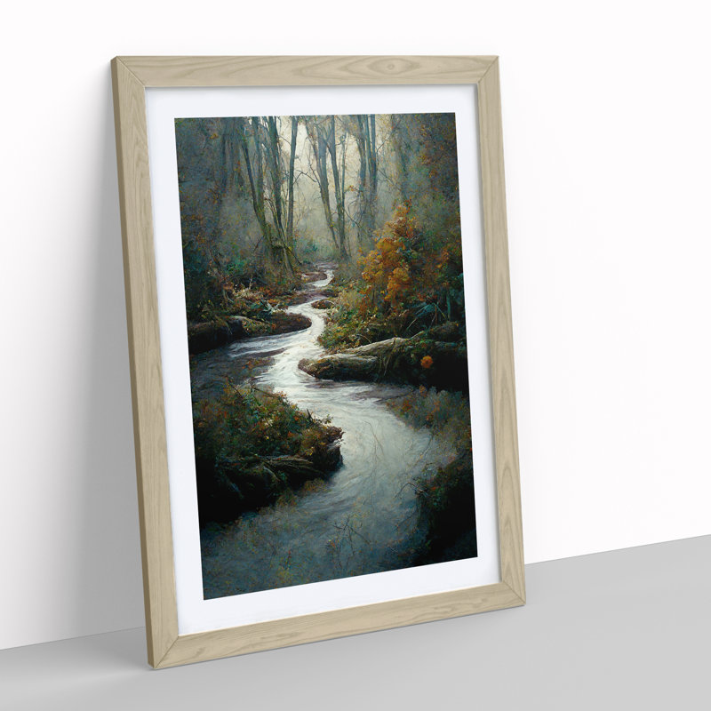 Forest Stream No.5 - Single Picture Frame Painting, 34cm H x 25cm W x 2cm D, Oak