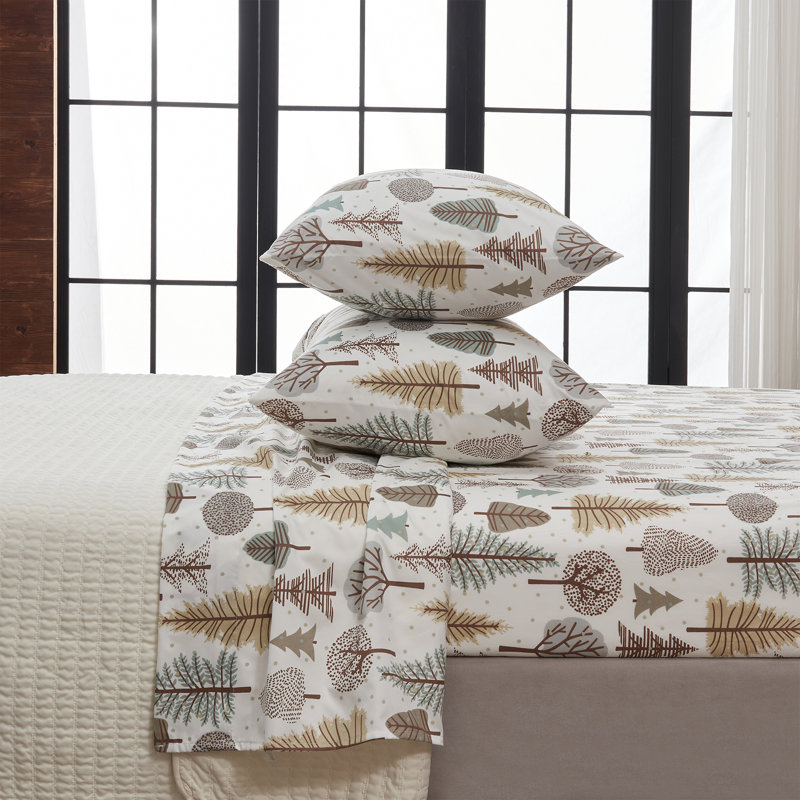 King Size Lodge Forest Trail Printed Microfiber Sheet Set