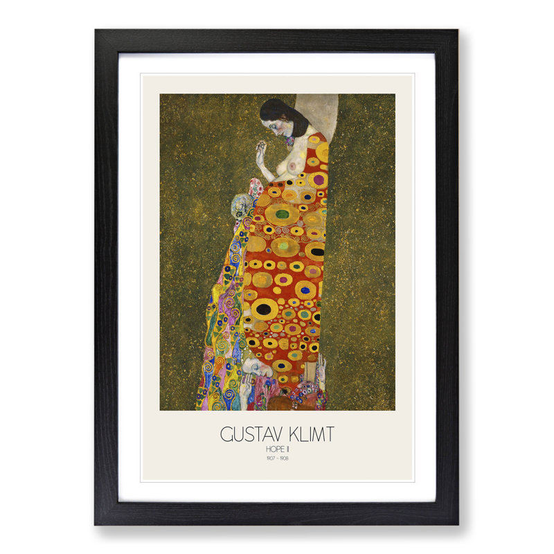 Hope Ii with Border by Gustav Klimt - Framed Print, Black Framed, 36cm H x 27cm W x 2cm D