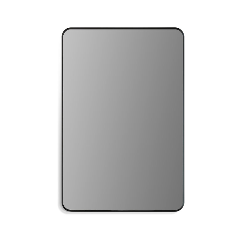 Metal Flat Wall Mirror, 36" H x 24" W, Black