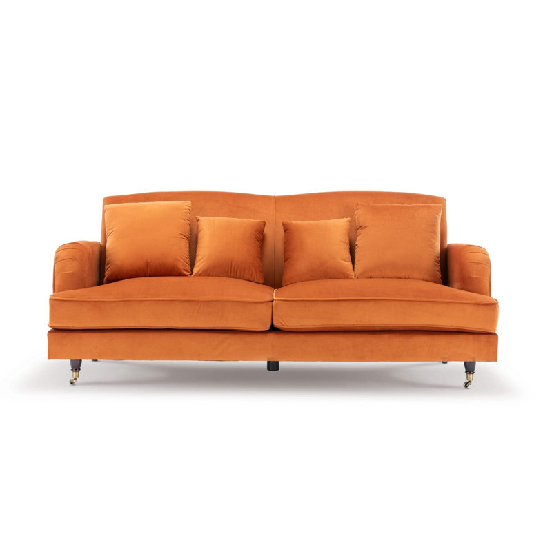 Penermon 150Cm Roll Arms Sofa, 3, Orange Velvet