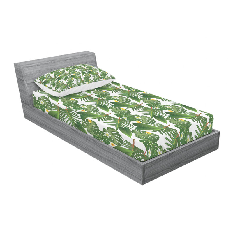 Microfiber Floral Sheet Set, Twin Sheet Set with Fitted Sheet