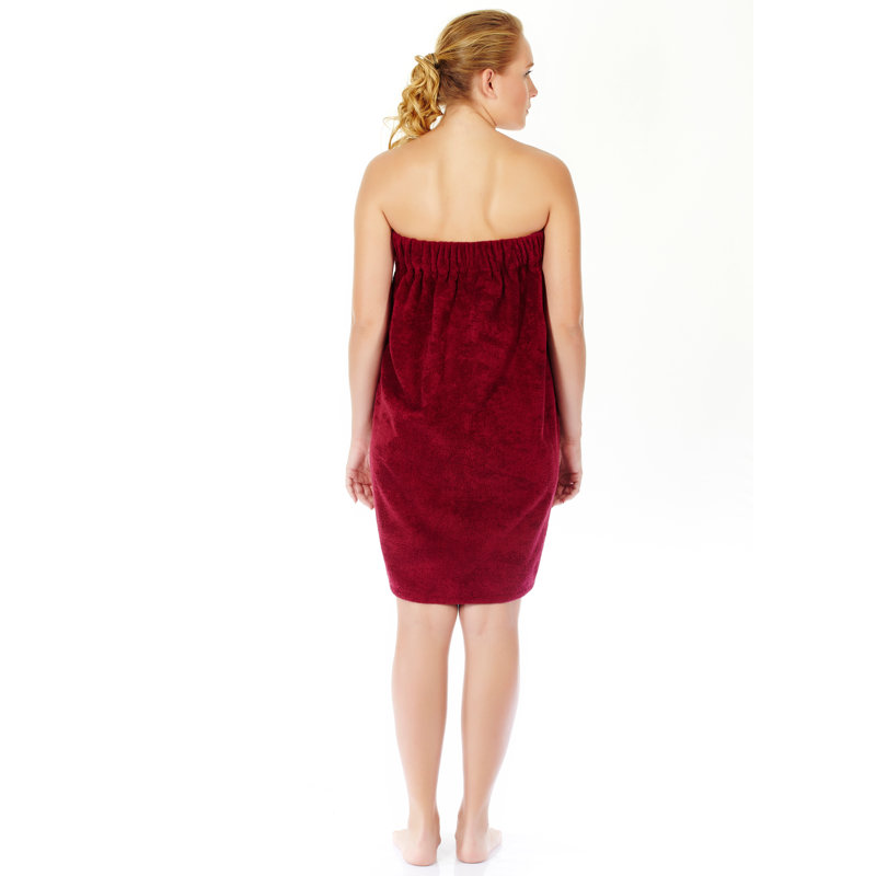Peignoir au-dessus du genou 100% coton Emrick, L 59 po x l 30 po, Bourgogne