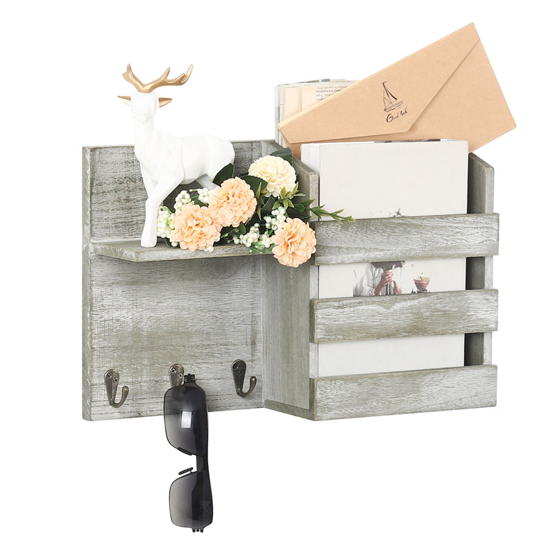 Hershell Floating Shelf with Hooks, Olive Green
